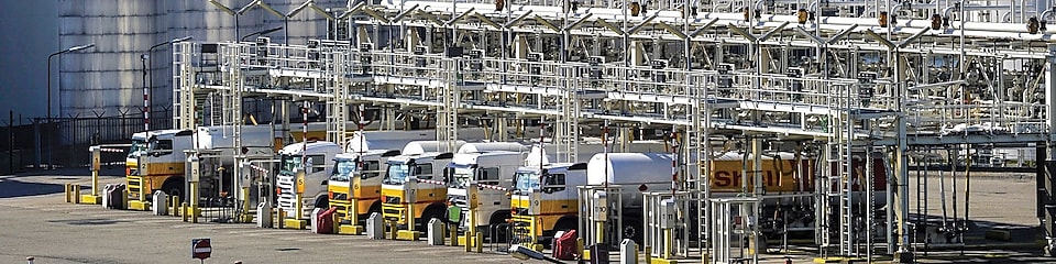 trucks in shell factory